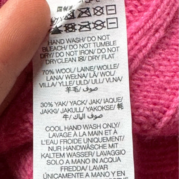 Sweaty Betty pink Mountain sweater wool yak turtleneck longer small - Picture 4 of 7